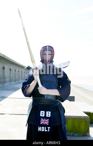 Britische Damen Kendo Meister Kim Holt Stockfoto