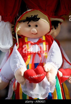 Kohl Patch Doll in Gran kanarisches Nationaltracht an San Fernando Markt genommen. Stockfoto