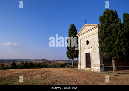 Vitaleta christliche Kapelle in der Nähe von Pienza, Val d ' Orcia, Provinz Siena, Toskana, Italien, Europa Stockfoto