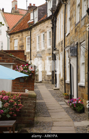 Reihenhäuser in "Chapel Street" in Old Bay Teil "Robin Hoods Bay" Yorkshire England Stockfoto