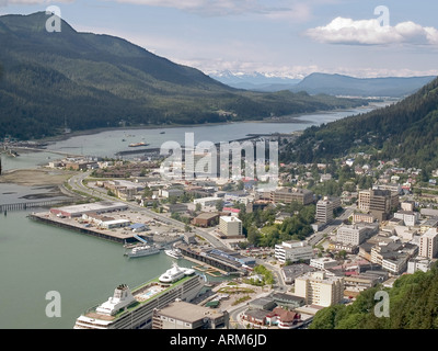 Juneau Stadt von St. Roberts Mountain, Juneau, City und Borough of Juneau, Gastineau Channel, Alaskan Panhandle, Alaska, Vereinigte Staaten von Amerika, USA Stockfoto