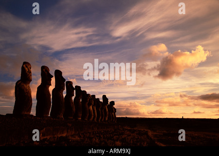 Ahu Tongariki, Osterinsel (Rapa Nui), Chile, Südamerika Stockfoto