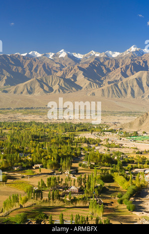 Indus-Tal und Stok Kangri-Massivs, Leh, Ladakh, indischen Himalaya, Indien, Asien Stockfoto