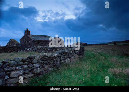 Zerstörten Croft am Sound, Yell, Shetland Islands, Schottland, Vereinigtes Königreich, Europa Stockfoto
