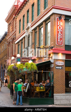 Beliebten Quartier Latin entlang Rue St. Jean, Quebec Stadt, Quebec, Kanada. Stockfoto