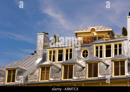 Beliebten Quartier Latin entlang Rue St. Jean, Quebec Stadt, Quebec, Kanada. Stockfoto