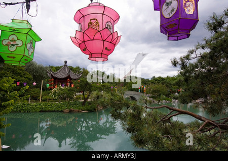 Chinesische Gärten im Botanischen Garten, Montreal, Quebec, Kanada. Stockfoto