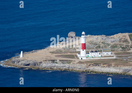 Luftbild von Portland Bill Leuchtturm und Obelisk. Dorset. VEREINIGTES KÖNIGREICH. Stockfoto