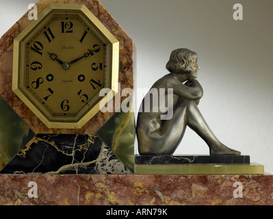 Art Deco Marmor clock circa 1930, Detail Stockfoto