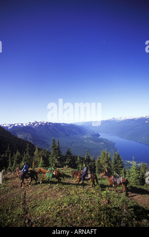 Reiten Wanderreiter, Slocan See, Kootenays in der Nähe von neuen Denver, Idaho Peak, Britisch-Kolumbien, Kanada. Stockfoto