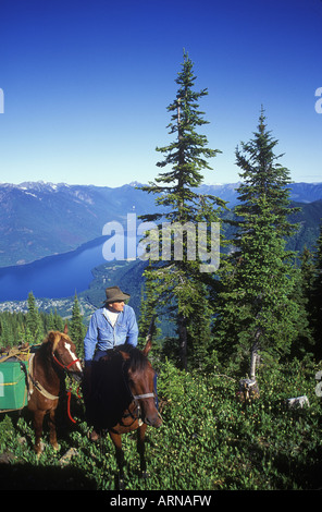 Reiten Wanderreiter, Slocan See, Kootenays in der Nähe von neuen Denver, Idaho Peak, Britisch-Kolumbien, Kanada. Stockfoto