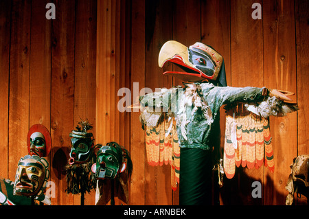 Alert Bay, U'mista Kulturzentrum, Masken aus den Potlach Sammlung, Britisch-Kolumbien, Kanada. Stockfoto