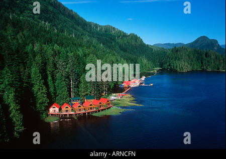 Nimmo Bay Heli wagt Lodge, Central Coast - Antenne der Lodge, British Columbia, Kanada. Stockfoto