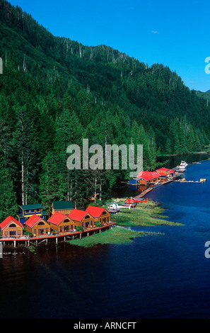 Nimmo Bay Heli wagt Lodge, Central Coast - Antenne der Lodge, British Columbia, Kanada. Stockfoto