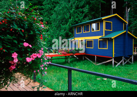 Nimmo Bay Heli Ventures Lodge, Central Coast - Gast-Kabine, Britisch-Kolumbien, Kanada. Stockfoto