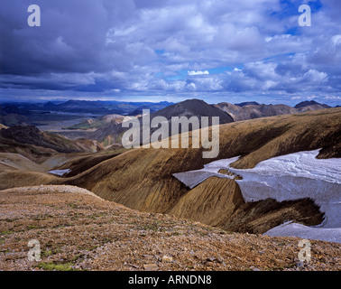 Die bunten Berge mit liparit, Laugavegur, Landmannalaugar, Island Stockfoto