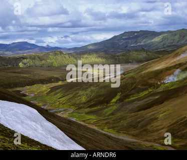 Hot Spring genannt storhiver am Wanderweg von landmannalaugar zum Berg hrafntinnusker, Laugavegur, Landmannalaugar Stockfoto