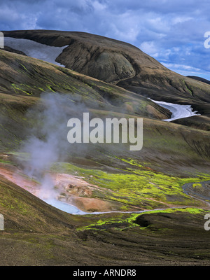 Hot Spring genannt storhiver am Wanderweg von landmannalaugar zum Berg hrafntinnusker, Laugavegur, Landmannalaugar Stockfoto