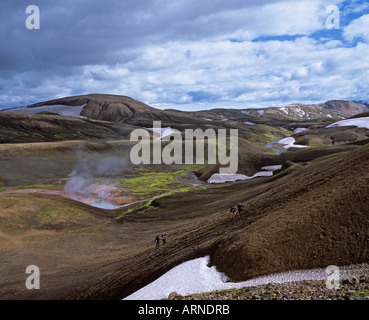 Hot Spring genannt storhiver am Wanderweg von landmannalaugar zum Berg hrafntinnusker, Laugavegur, Landmannalaugar Stockfoto