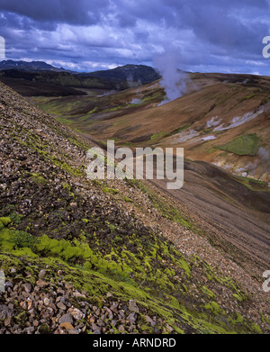 Hot Spring genannt storhiver am Wanderweg von landmannalaugar zum Berg hrafntinnusker, Laugavegur, Landmannalaugar Stockfoto