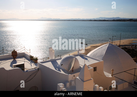 Blick von der Stadtmauer in Medina von Hammamet, Tunesien Stockfoto