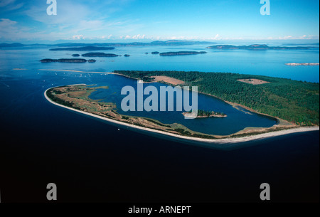 Sidney Spieß Marine Park - Lagune - Luftaufnahme, Vancouver Island, British Columbia, Kanada. Stockfoto