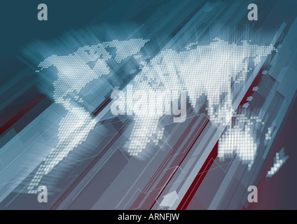 Computer Bild einer Weltkarte machte der einzelnen Plätze mit Zoom-Effekt