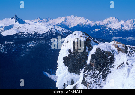 Black Tusk und Tantalus Range, Whistler, Britisch-Kolumbien, Kanada. Stockfoto