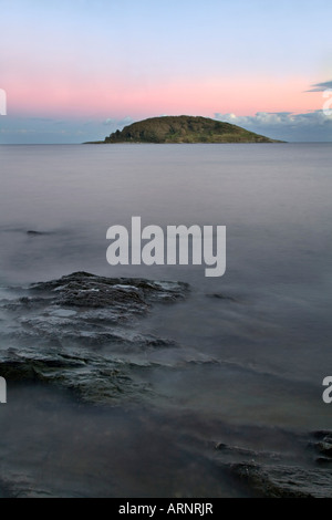 Looe Insel vom Hannfore Punkt Sonnenuntergang cornwall Stockfoto