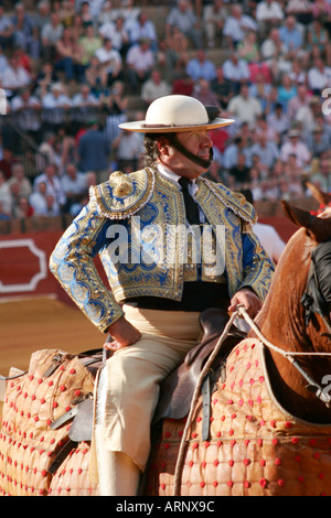 Picador am Plaza de Toros De La Maestranza Sevilla Andalusien Andalusien Spanien Espana sevilla Stockfoto