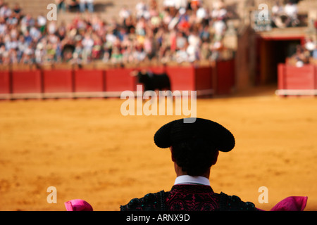 Matador am Plaza de Toros De La Maestranza Sevilla Andalusien Andalusien Spanien Espana sevilla Stockfoto