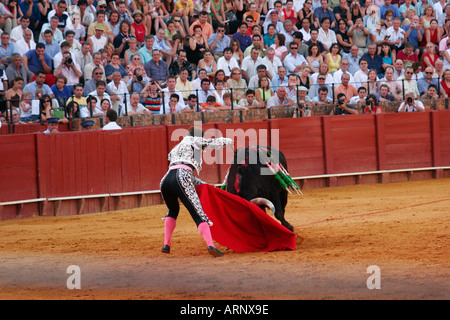 Matador am Plaza de Toros De La Maestranza Sevilla Andalusien Andalusien Spanien Espana sevilla Stockfoto