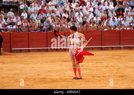 Matador am Plaza de Toros De La Maestranza Sevilla Andalusien Andalusien Spanien Espana sevilla Stockfoto