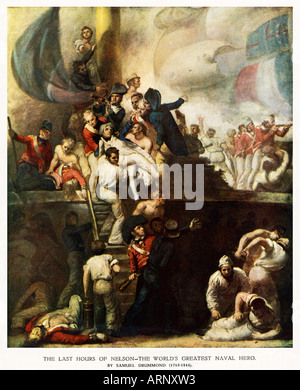 Letzte Stunden von Nelson die sterbenden Admiral Lord Nelson in seiner Stunde des Triumphes in der Schlacht von Trafalgar unter genommen Stockfoto