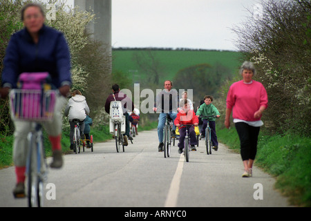 Radfahrer und Wanderer auf dem Camel Trail in der Nähe von Wadebridge in Cornwall UK Stockfoto