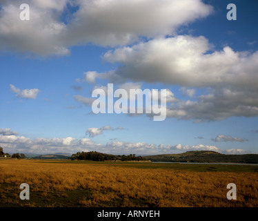 Salzwiesen und Mündung des The River Kent Grange-über-Sande Arnside Knott in Ferne Morecambe Bay Cumbria England Stockfoto