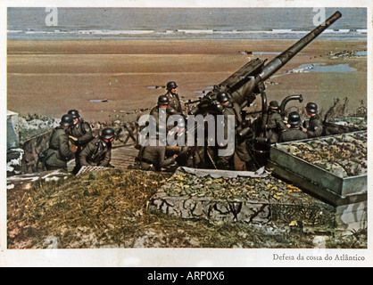 Atlantische Wand deutsche Postkarte Artillerie Bohrer auf die Atlantic Bollwerke des besetzten Frankreich Stockfoto