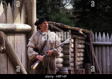 USA, Oregon, Fort Clatsop, Lewis und Clark Periode Reenactment. Stockfoto