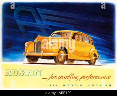 Austin A40 Devon Saloon 1940er Jahre Broschüre für das beliebte englische Auto Stockfoto