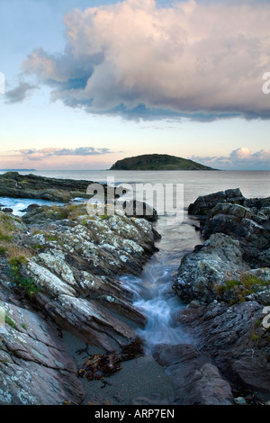 Looe Insel vom Hannfore Punkt Sonnenuntergang cornwall Stockfoto