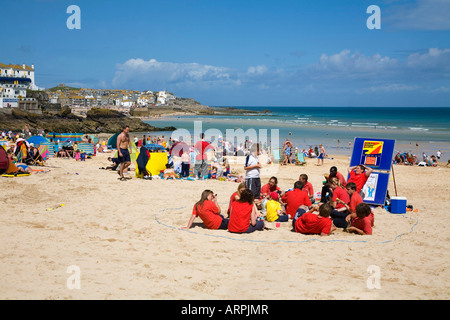 Blick vom Porthminster Strand Blick Richtung St Ives Hafen Cornwall Stockfoto