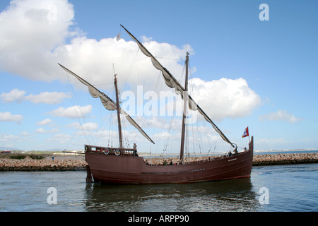 Lagos Hafen historisches Schiff Caravelo Boa Esperanca Algarve Portugal Stockfoto