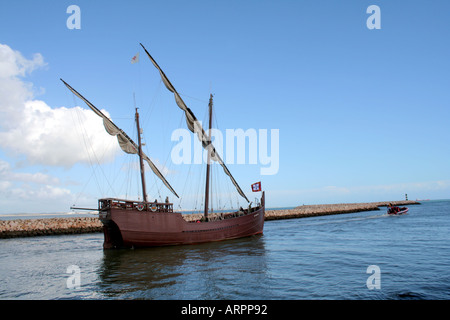 Lagos Hafen historisches Schiff Caravelo Boa Esperanca Algarve Portugal Stockfoto