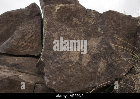 alten Petroglyph Zeichnungen in Los Lunas, New Mexico, USA Stockfoto