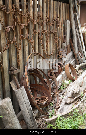 Sammlung von rostigen Metall und Holz. Stockfoto