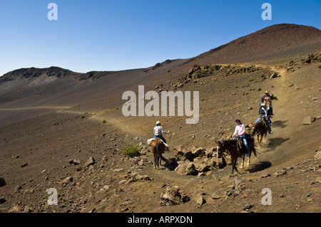 Reiter auf Sliding Sands Trail Haleakala National Park Maui Hawaii Stockfoto