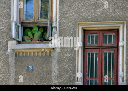 Rumänien Bukarest Windows home Hausbau Straße lebenden Armen kein Geld Obdachlose Land Erwachsenen Gewohnheiten Website Beruf job Stockfoto
