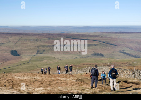 Hügel, Wanderer auf Buckden Hecht, obere Wharfedale Nr Buckden, Yorkshire Dales, Nordengland Stockfoto