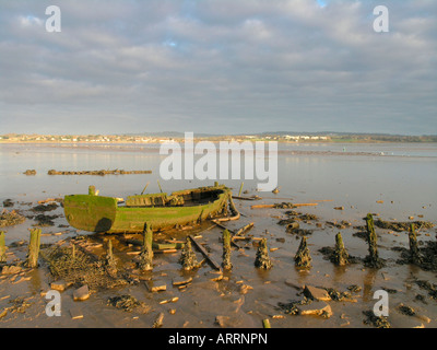 Blick über die Exe Mündung in der Nähe von Turf sperrt bei Sonnenuntergang im winter Stockfoto