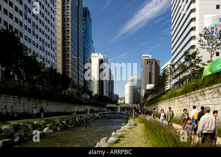 Cheong-Gye Cheon Restaurierung in Seoul Korea Stockfoto